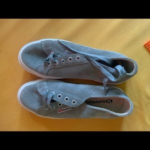 New without box grey suede Superga sneakers 38